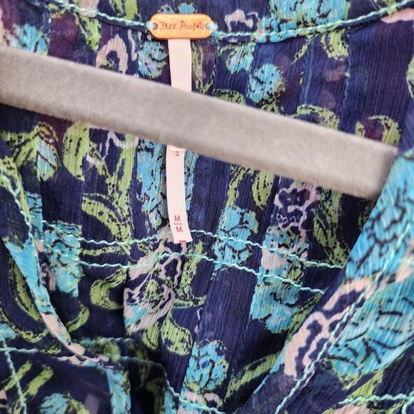 EUC Medium Free People Floral Blue Maxi Dress - Picture 7 of 7